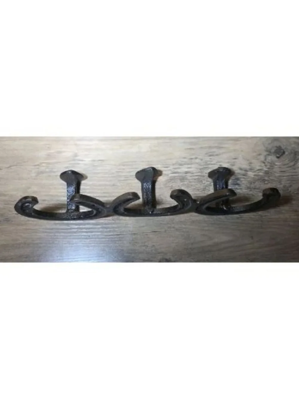 Horseshoe Railroad Spike Triple Wall Hook Rack Rustic Industrial Hanger 3 Hooks